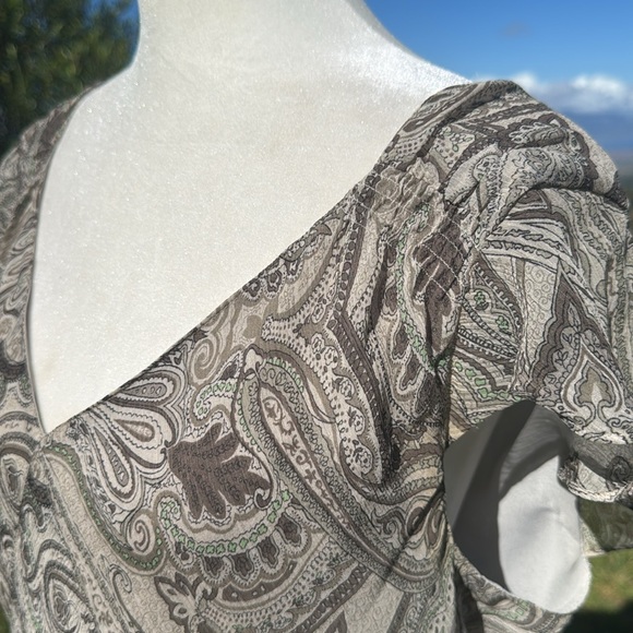 Y2K 90’s Jones New York Gray Paisley Silk Maxi Dress 14 - Picture 4 of 8